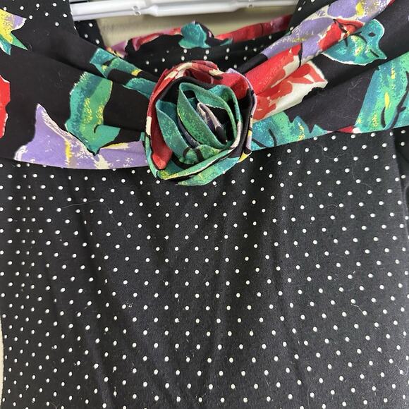 Amy Too! Girl’s Size 7 3/4 Sleeve Dress In Polka Dot Floral Skirt With Tulle. - Picture 2 of 14